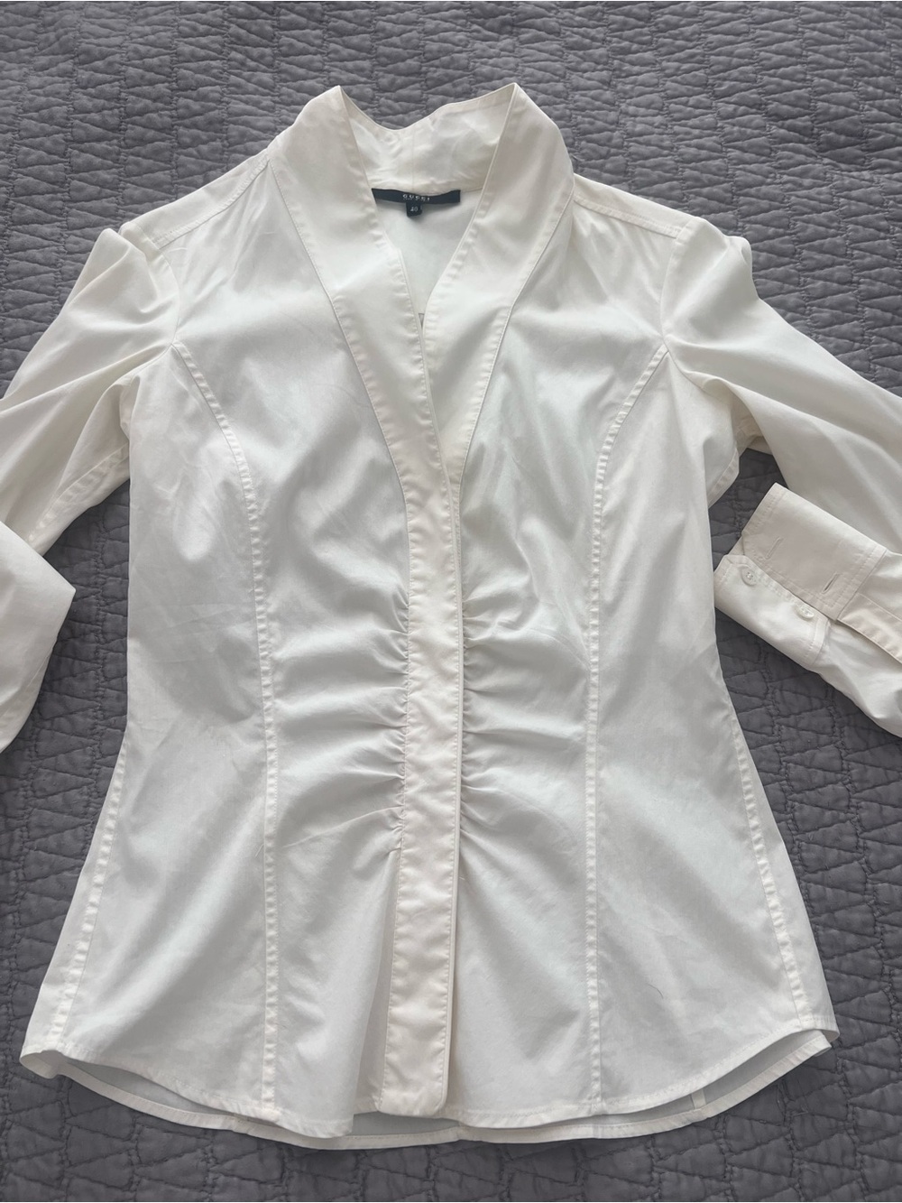 Vintage Gucci Tom Ford Era cream cotton tailored blouse